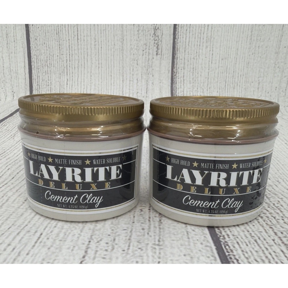 Layrite Deluxe Cement Clay 4.25 Oz (Lot of 2) High Hold Matte Finish Wax Gel